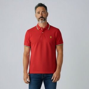 Ferrari Polo Shirt Mens Medium Red Scuderia Logo Racing‎ F1 Official Licensed